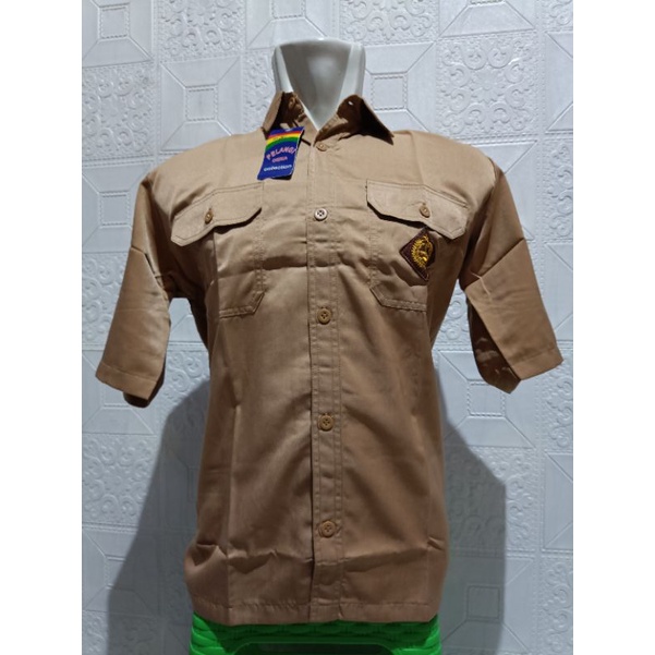 BAJU PRAMUKA PEMBINA LENGAN PENDEK LAKI-LAKI/BAJU PRAMUKA SNI/SERAGAM PRAMUKA