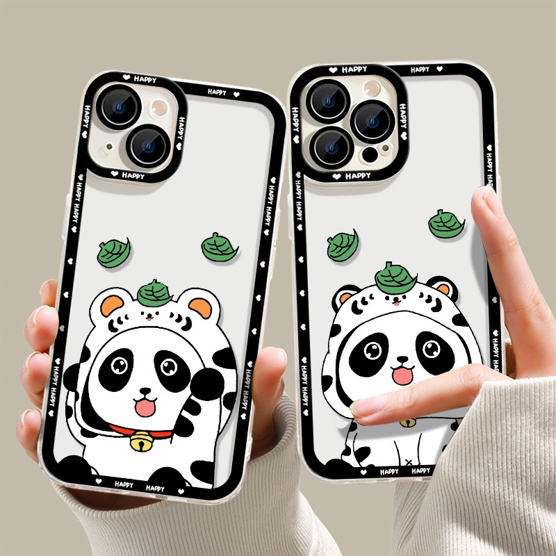 IPHONE Soft Case Panda Lucu Kompatibel Untuk Iphone13 14 11 12 Pro Max XS XR X8 7 6S Plus Casing Hp Mini Transparan TPU Silikon Shockproof Clear Cover