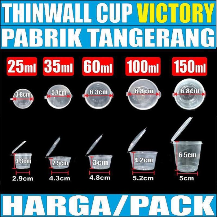 [Cup] Thinwall Cup 25Ml 35Ml 60Ml 100Ml 150Ml Plastik Bulat U Puding /Pack [Tersedia]