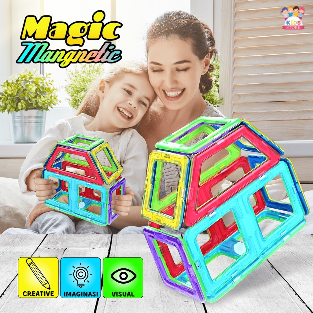 Mainan Menyusun Puzzle Magic Magnetic 10pcs | Mainan Anak Laki Laki Mainan Edukasi | Kado Ulang Tahun Anak Cewek 3-4-5-6 Tahun