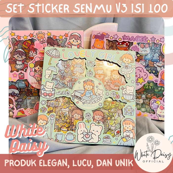 

Rewa Sticker Set Premium Senmu V3 Lovely Girl Isi 100 Pack Magic Motif Imut