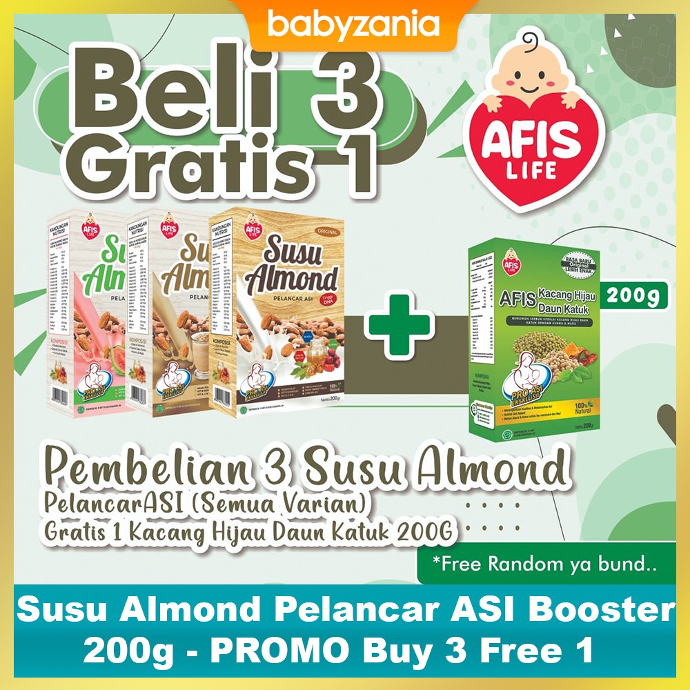 Afis Life Susu Almond Pelancar ASI Booster 200gr - PROMO Beli 3 FREE 1