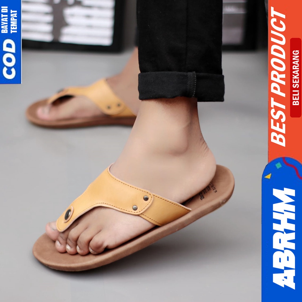 Sandal Kulit Pria Sendal Jepit Pria Original Abrhm WIROS