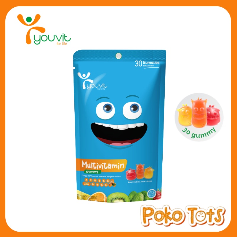 Youvit Multivitamin Anak Isi 7 &amp; 30 Gummies With Vitamin C, D, Zink Sayur dan Buah Suplemen Imunitas Tubuh Anak WHS