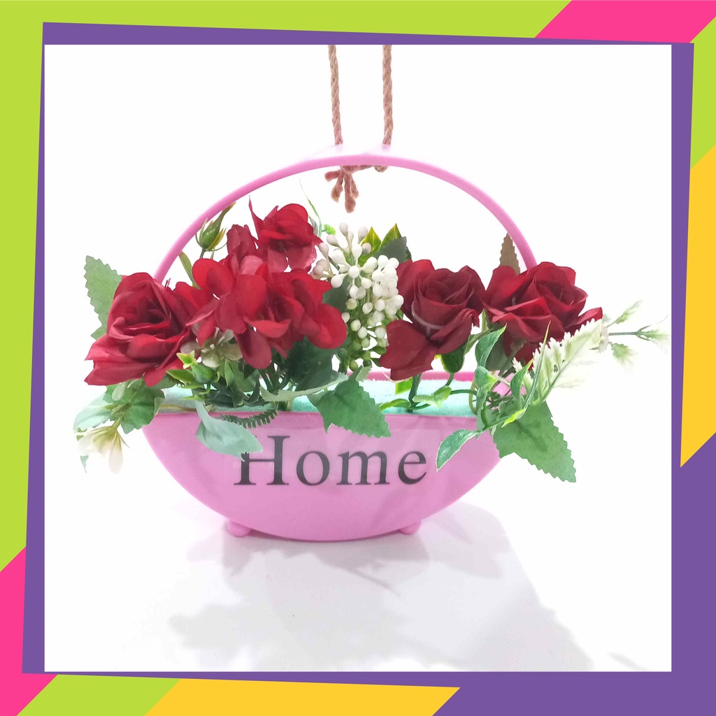 1850 / Pot bunga plastik home + bunga hias artificial / Vas bunga plastik + bunga hias dekorasi