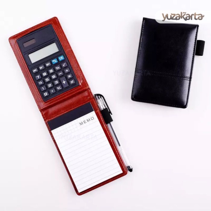 

Open DS] Buku Catatan Binder Mini Note Cover Kulit Kalkulator + Pulpen