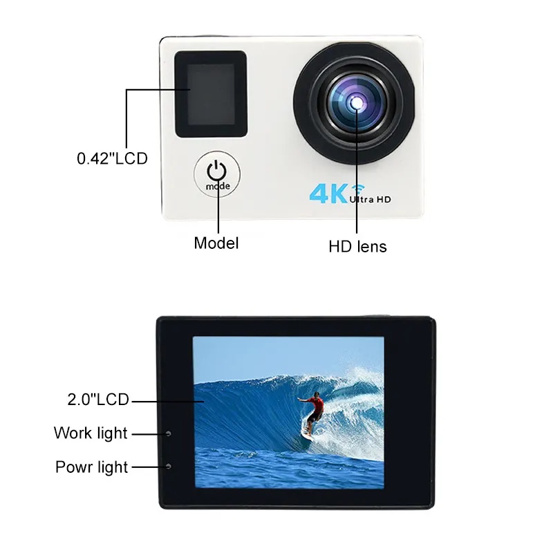 Action Camera Sportcam 4k 2 LCD Kamera Sport Cam 2 Layar +REMOTE Ultra HD WiFi Kamera Sport | Kogan 4K Wifi Ultra HD Action Camera Wifi Sports Cam Dual Layar | Kamera Sport - Vlog - Go Pro | FMS