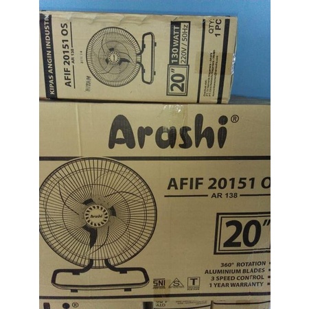 ARASHI KIPAS ANGIN INDUSTRIAL FANN 20 INCH AFIF 20151 OS GARANSI RESMI 1 TAHUN