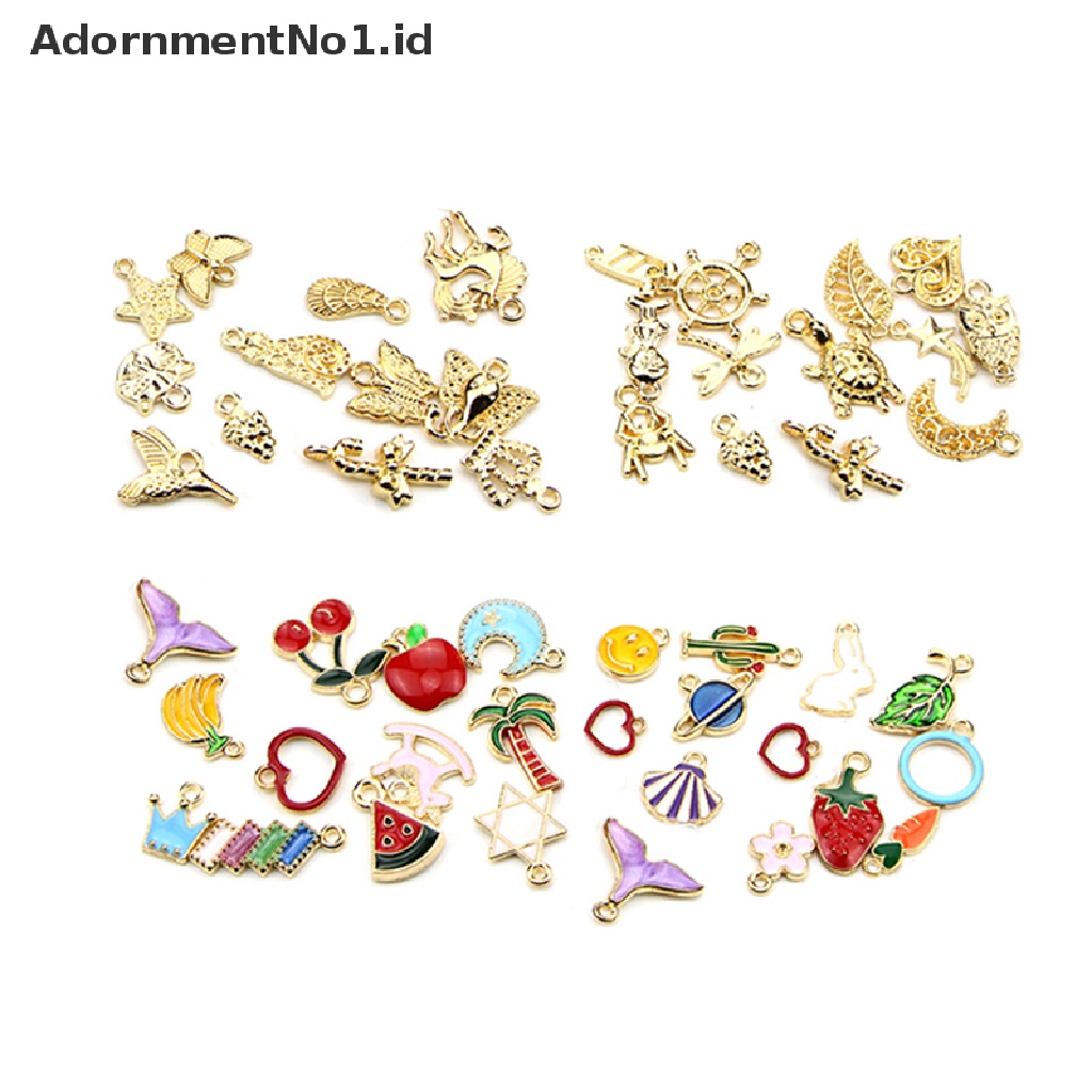 [AdornmentNo1] 50pcs/set Manik-Manik Enamel Campur Ch Liontin Membuat Kerajinan Temuan Perhiasan DIY [ID]