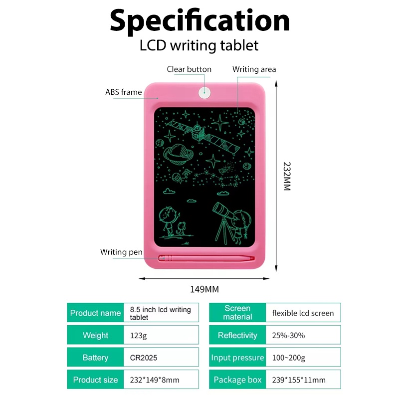 【COD】Jovitech LCD Drawing Writing Tablets 8.5&quot;/12&quot;warna-warni papan gambar 8 inci/12 inch Tulis display board - B2