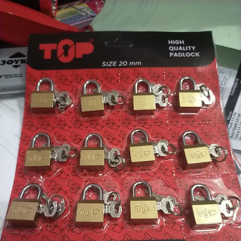 Gembok koper kunci samping TOP Kuningan 20 mm