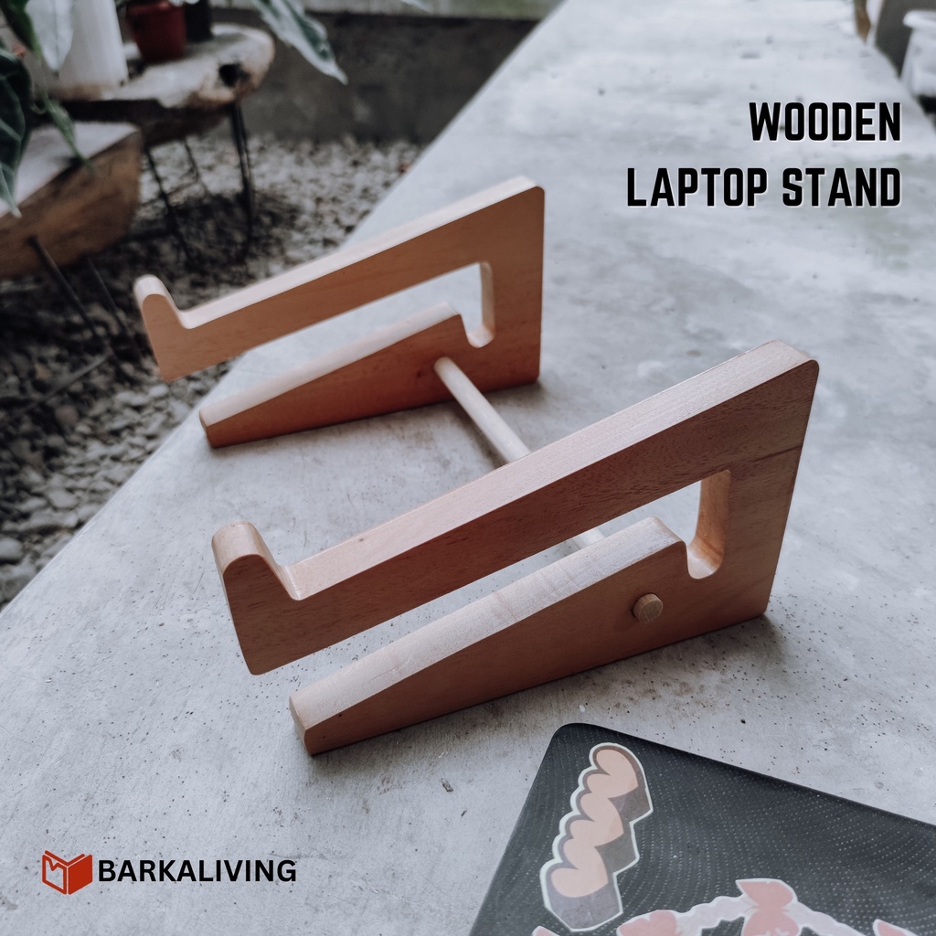 Stand Laptop Kayu / Penyangga Holder Dudukan Laptop Kayu Tablet Holder