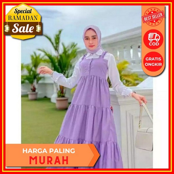 Baju Gamis Wanita Dania Maxy Crinkle Airflow Dress Wanita Jumbo Gamis Ld120 Ld 130 Fashion Muslim Bu