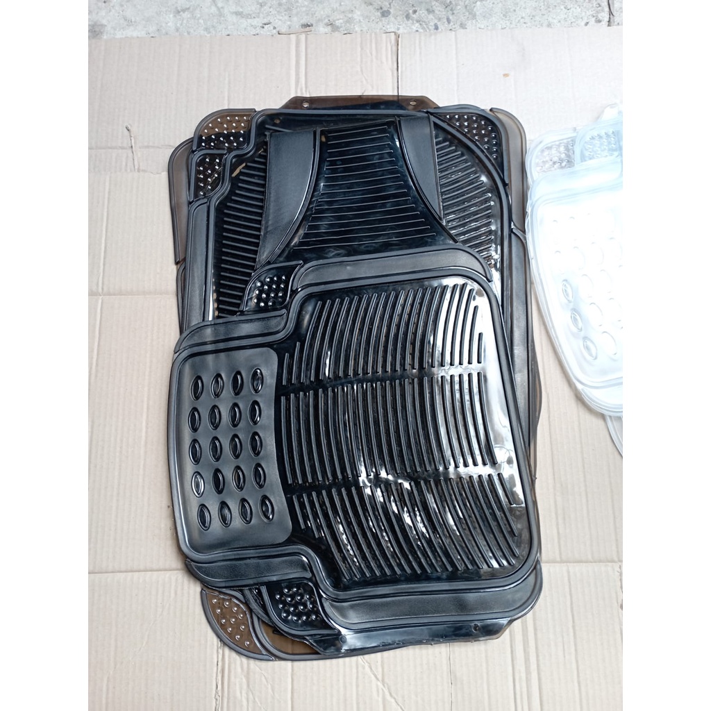 karpet mobil smoke hitam transparan clear/ karpet karet mobil 2 baris Continental smoke clear 3 Pcs 2 Baris / karpet karet universal mobil / karpet mobil