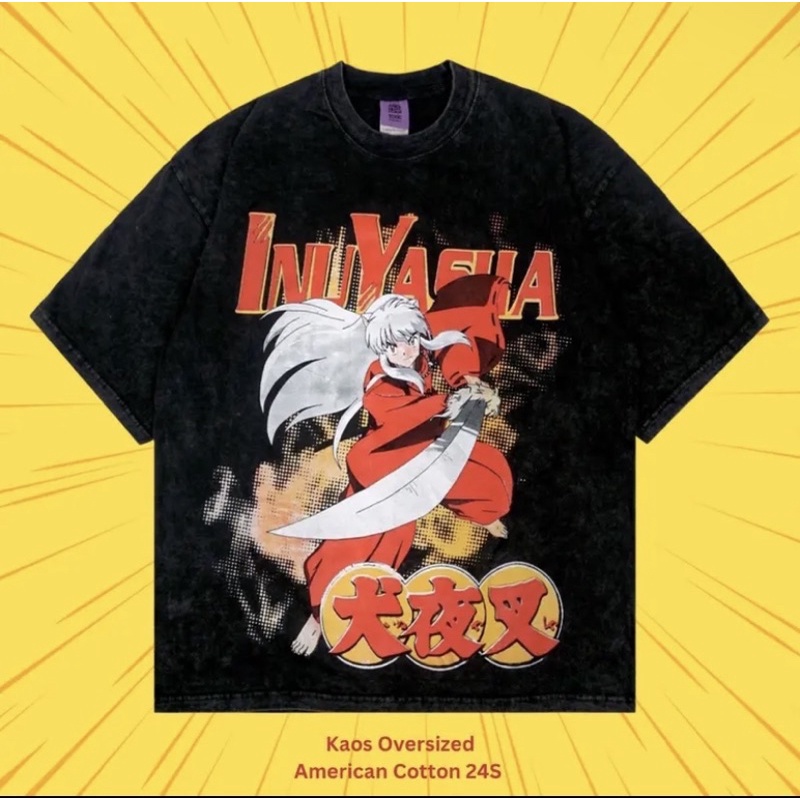 T-Shirt Oversize-Inuyasha Film Kartun Jepang