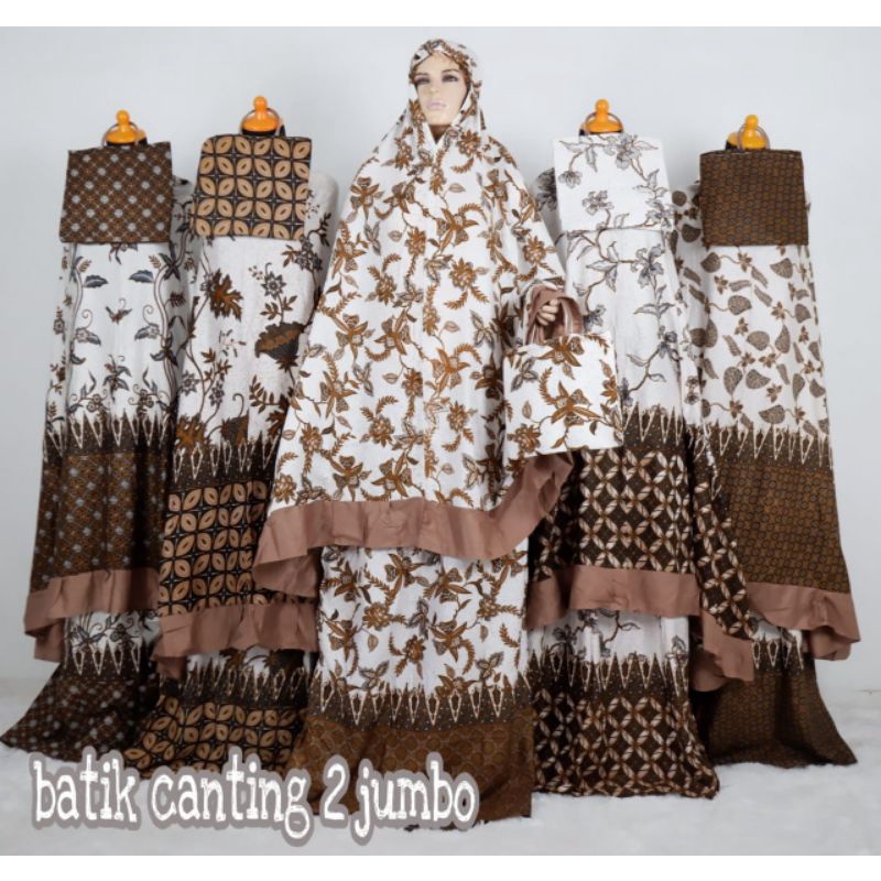 Mukenah Jumbo Dewasa Rayon Adem/Mukenah Batik Solo/Mukenah Batik Bali
