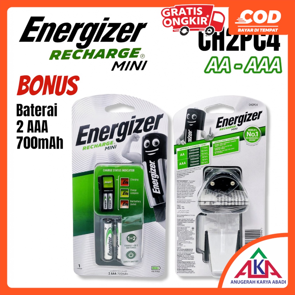 ENERGIZER Recharge Mini Charger Baterai 2 slot for AA/AAA