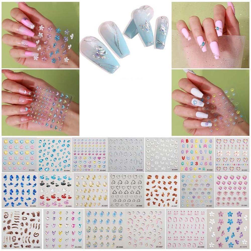 MXBEAUTY Stiker Kuku Hati Wanita Fashion Stiker Perekat Lembut Berbentuk Tidak Teratur Kupu-Kupu Manikur Aksesoris Nail Art Dekorasi