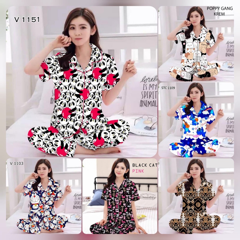 DP030 Piyama Karakter CP Ukuran Standar Grosir Baju Tidur Piyama Wanita Dewasa Terbaru