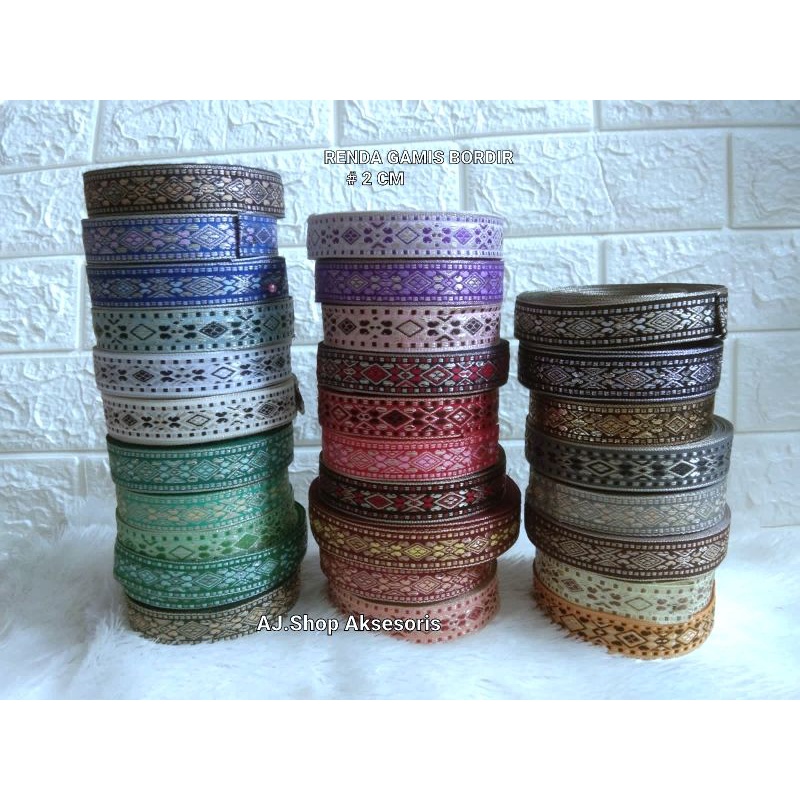 PITA RENDA GAMIS / RENDA BORDIR GAMIS LEBAR 2 CM ISI PER ROLL