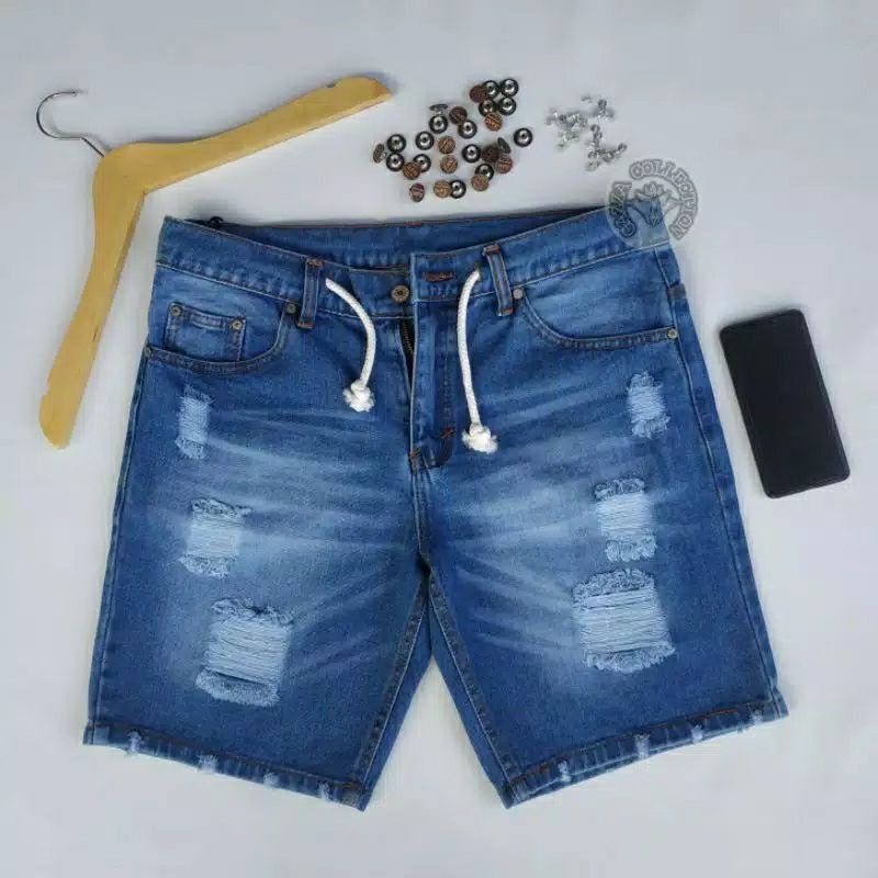 Celana Pendek Pria Jeans Sobek Terbaru Denim Kualitas Distro Celana Jeans Pendek Robek / Ripped jeans shortpants Sobek Pendek Jeans - Celana Jeans Pendek Sobek Pria - Jeans Sobek