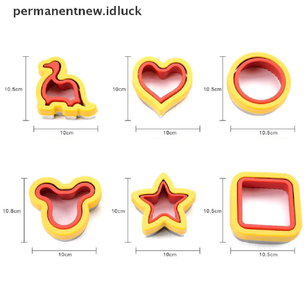 [luckypermanentnew] Pemotong Buah Untuk Makanan Anak Cookie Sandwich Mold Maker Dengan Bentuk Cetakan Roti Sayur Set Dapur Bento Tools [ID]