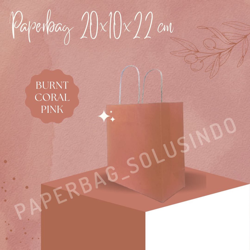 

[Min pemesanan 5] Paperbag / Kantong Kertas Warna Pink 20X10X22 cm / PAPERBAG (A) Burnt Coral Pink 20X10X22