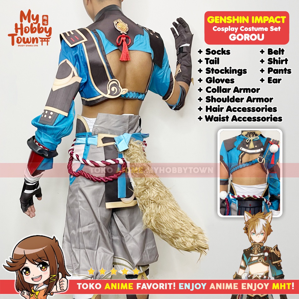 Kostum Cosplay Anime Game Genshin Impact Gorou