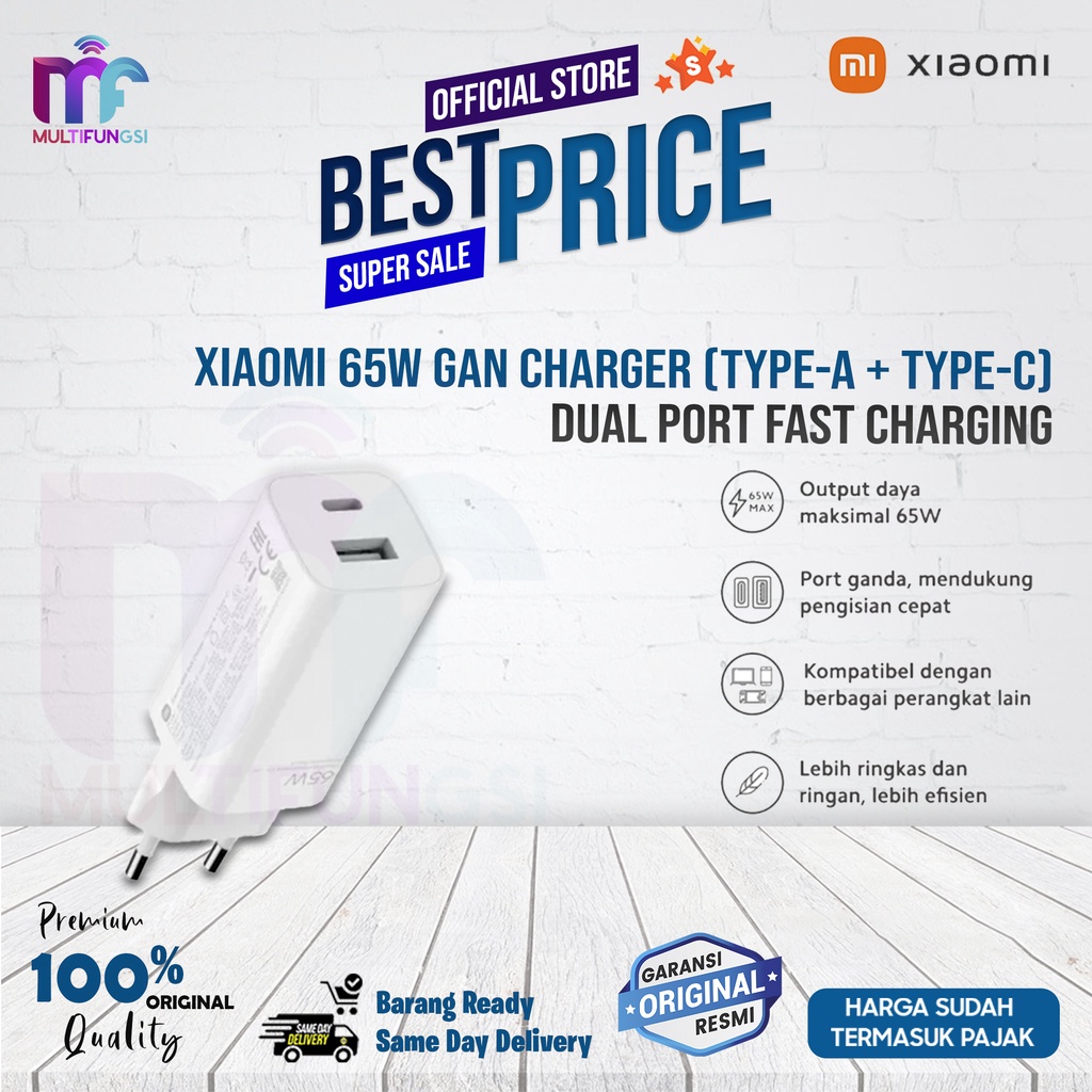 Xiaomi 65W GaN Charger (Type-A + Type-C) Dual Port Fast Charging