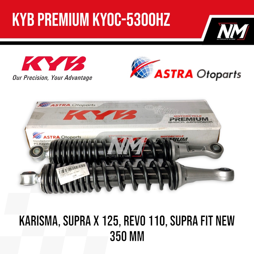 Shockbreaker Sok Belakang Karisma Supra X 125 Revo 110 Supra Fit New KYB KYOC-5300HZ Hitam 350mm