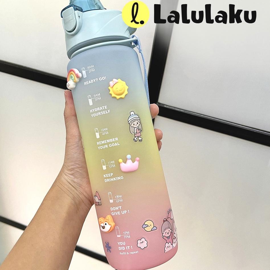 NDA.18Ja23ᴱ ▪ Botol Minum Motivasi 1100ML Korea Viral/Botol Gradasi/Botol Lucu 3 Warna