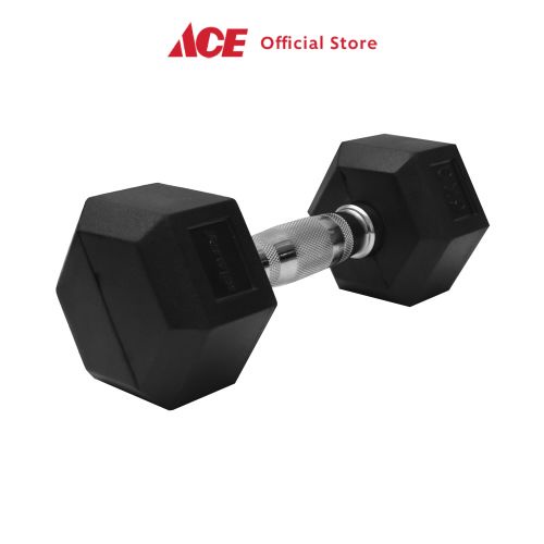 Ace - Berwyn Dumbbell Karet Hexagonal 5 Kg - Hitam Barbel Alat Fitness Gym Angkat Besi Peralatan Angkat Beban Perlengkapan Fitnes