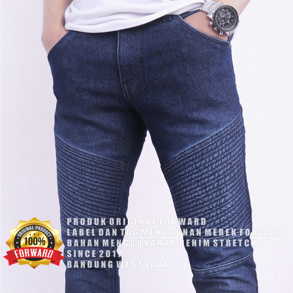 FORWARD System Celana Jeans Bikers Pria Skinny Jeans Panjang Bikers Rider Ripped - Celana Jeans Pria Sobek Lutut Ripped - Jeans Celana Panjang Hitam Pria Street - Celana Bikes Snow - Celana Snow Pria lanz