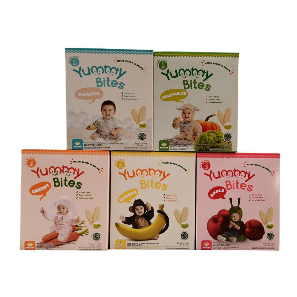 Yummy Bites Baby Rice Crackers / Yummy Bites Baby 50gr - 6 bulan+