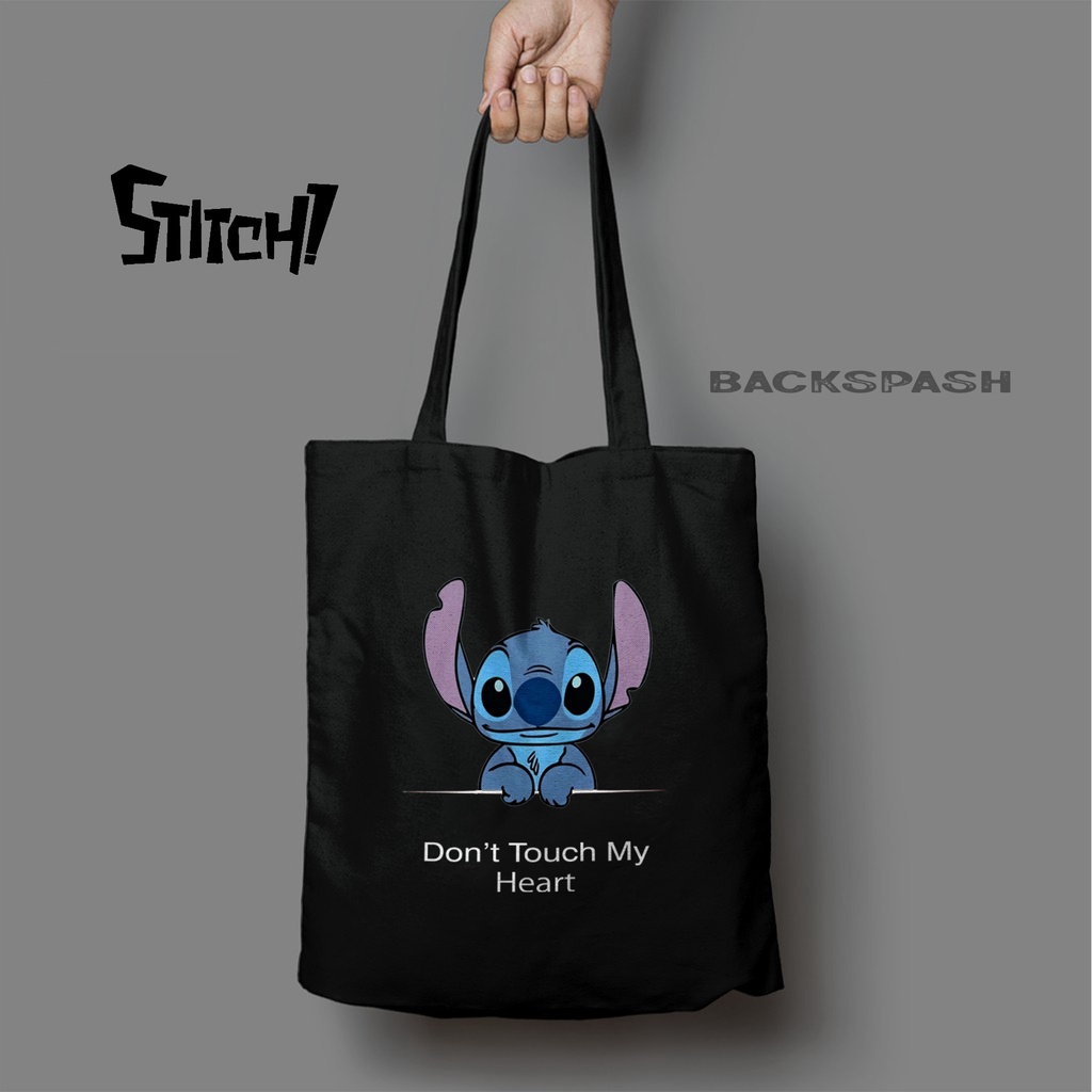 TOTEBAG KARTUN STICH HITAM BISA CUSTOM GAMBAR FOTO SENDIRI