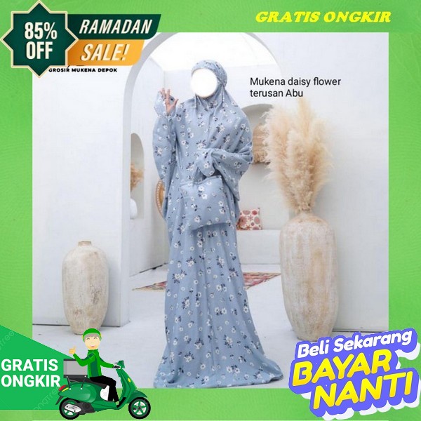 Adzikri - Mukena Dewasa  Pengantin Sutera Paris Premium Mukena Terusan Bali Rayon Jumbo Mukena Terus