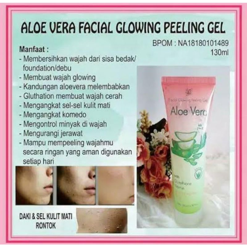 galerybeautysemarang SYB FACIAL GLOWING PEELING GEL ALOE VERA CHARCOAL MILK &amp; SNAIL PEELING WAJAH ALOEVERA 130 ML