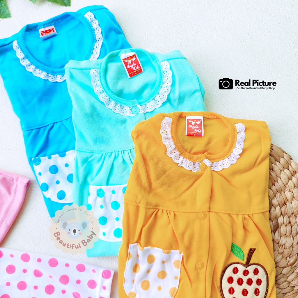 Baby.ou - Setelan Baju Bayi Lengan Pendek Celana Panjang Motif Bordir Apel / Setelan Piyama Bayi Perempuan 3-12 Bulan / Baju Bayi Perempuan Yeiko