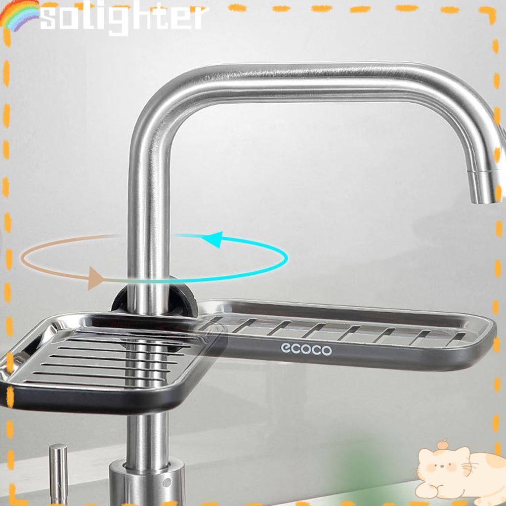 Solighter Faucet Storage Rack Adjustable Nampan Penyimpanan Stainless Steel Tempat Serba Serbi