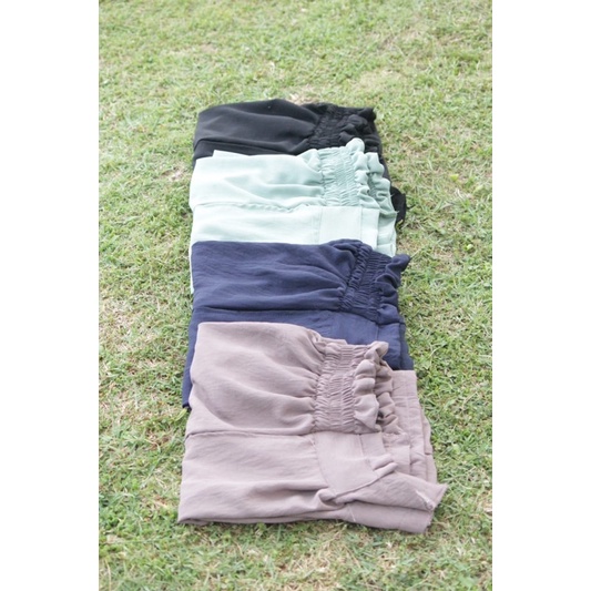 Celana kulot pita dan kancing depan | bawahan wanita kekinian | bahan crinkle airflow | anti lecek