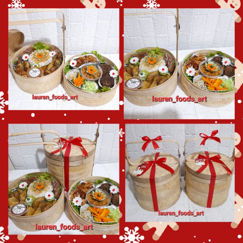 

Rantang Bambu Hampers Hantaran Hadiah Nasi Kuning Liwet Uduk Hijau