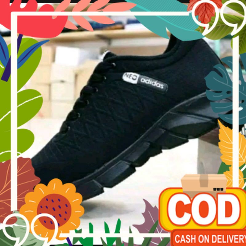 Bersih sol tidak licin / NEW SEPATU ADIDAS NEO EMBOSSED SILANG SEPATU SEKOLAH HITAM POLOS MODEL SPOR