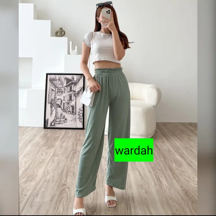 Celana Kulot Wanita Curlly Scuba  Knit Celana Trend Wanita Kulot Hight Quality Premium