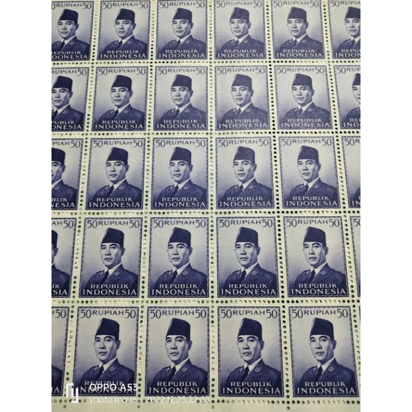 perangko kuno asli 50 rupiah BP Soekarno original bagus layak koleksi