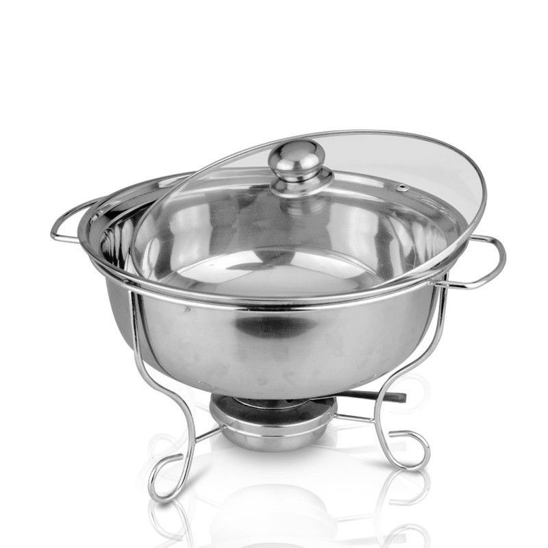 Panci Prasmanan Sup Soup Tutup Kaca Pemanas Stainless Steel Kompor Set