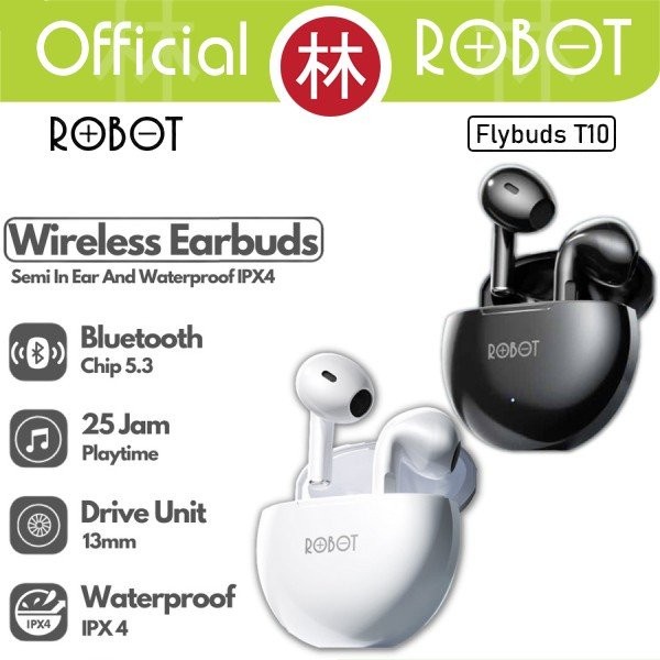 headset bluetooth Robot T50 Airbuds Wireless Bluetooth Headset Earphone TWS Earphone - Flybuds T10, 