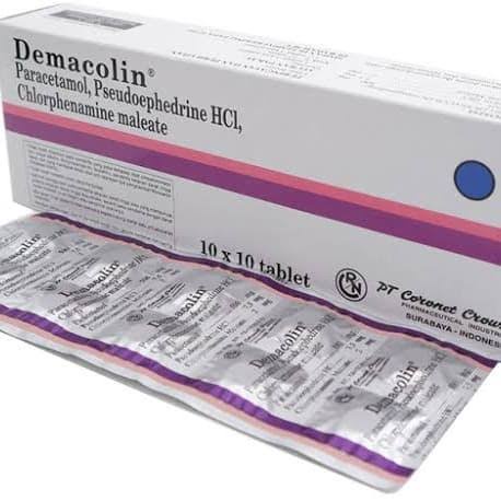 Demacolin Kaplet Strip Gejala Flu ,Demam, Sakit Kepala ORIGINAL-BPOM