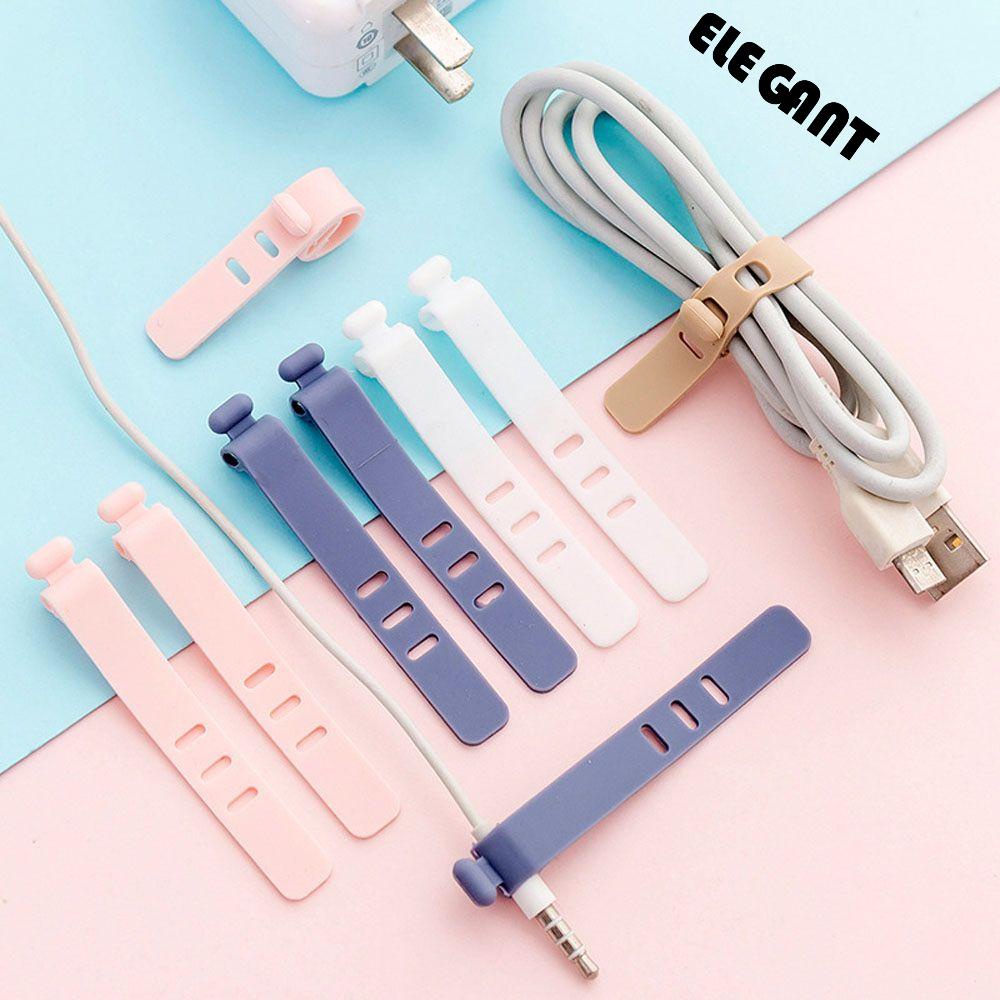 Klip Organizer Kabel Earphone / Headset / Charger Bahan Silikon Flexible Untuk Kantor