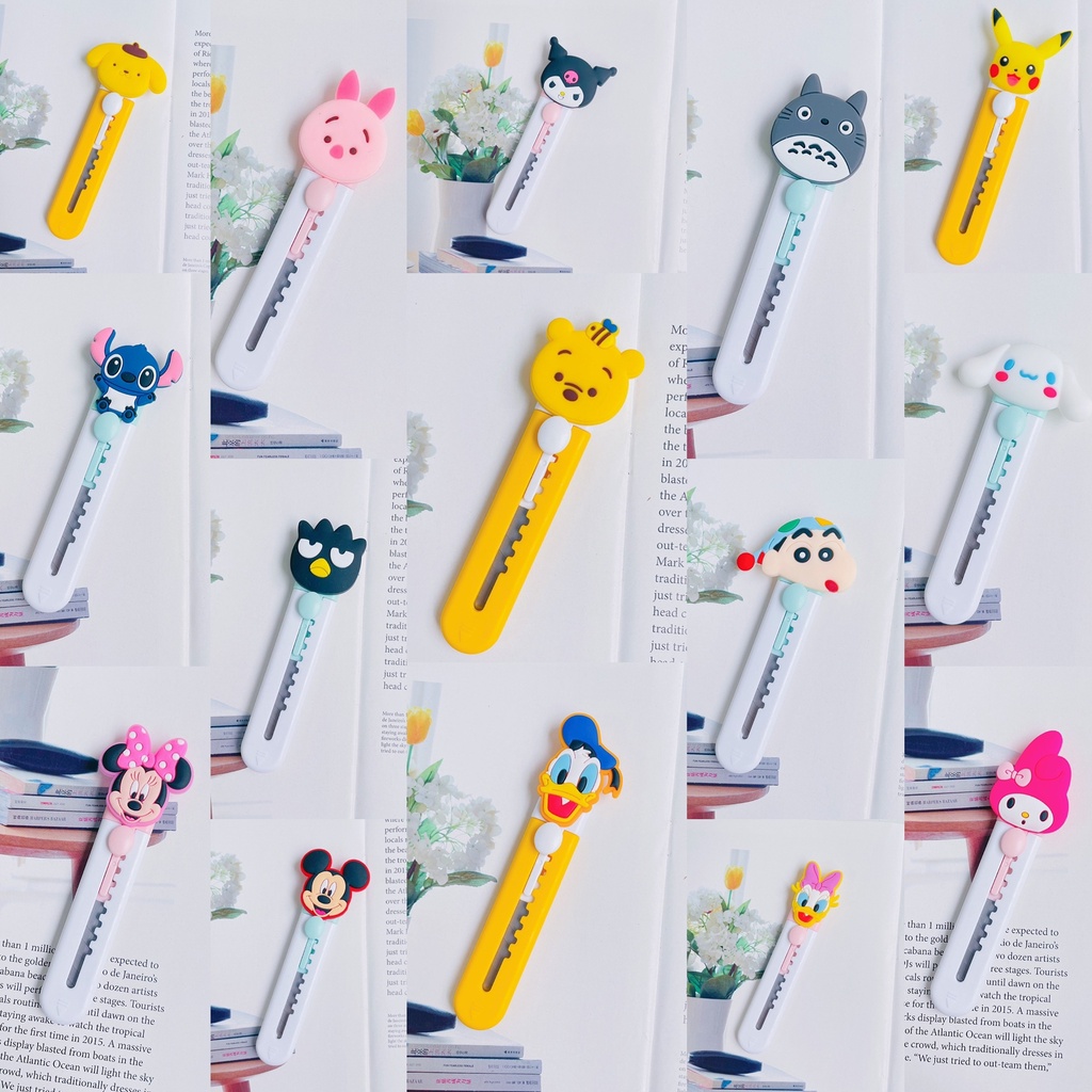 Mini Cutter Karakter Snoopy Stitch Pooh Donald Daisy Sinchan Minnie Mickey Kuromi My Melody Cinnamoroll Totoro Badzmaru Pompompurin Piglet Pikachu