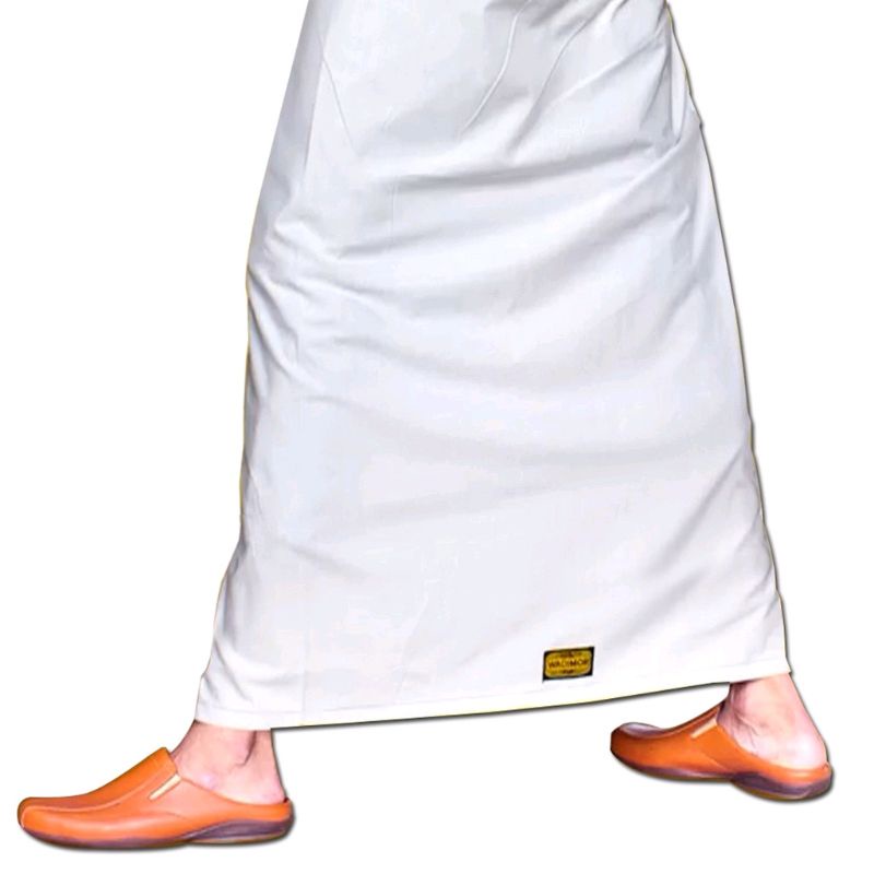 Wadimor Sarung Tenun Putih Polos NTPL / Non Tumpal Tanpa Garis / Sarung Sholat Pria